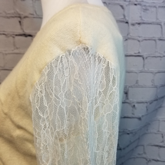 Magaschoni cashmere lace sleeve sweater - Picture 6 of 12